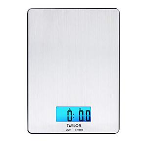 Taylor 11lb Stainless Steel Digital Kitchen Scale, Ultra-Thin, Silver