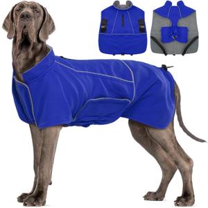 MIGOHI Dog Jacket,3XL Dog Coat Winter,Reflective Fleece Jacket Vest for Large Dogs,Adjustable Winter Coats for Dogs,Pet Coat for Chilly Cold Weather,German Shepherd,Blue