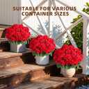 Geraniums Artificial Flowers for Outdoors, 2 Pack Potted Plants Red Faux Geraniums Bush Artificial Topiaries Realistic UV Resistant Fake Flowers Plants for Planters Outside Gardens Front Door Indoor