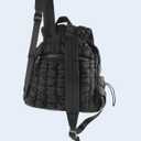 CONTAIL 18L Women Puffy Backpack,Qulited Puffer Bookbag,Black