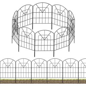 25 Pack Modern Black Metal Garden Fence Panels, 23.6in(H) x 320in(L), Decorative Animal Barrier for Dogs, Cats, Rabbits