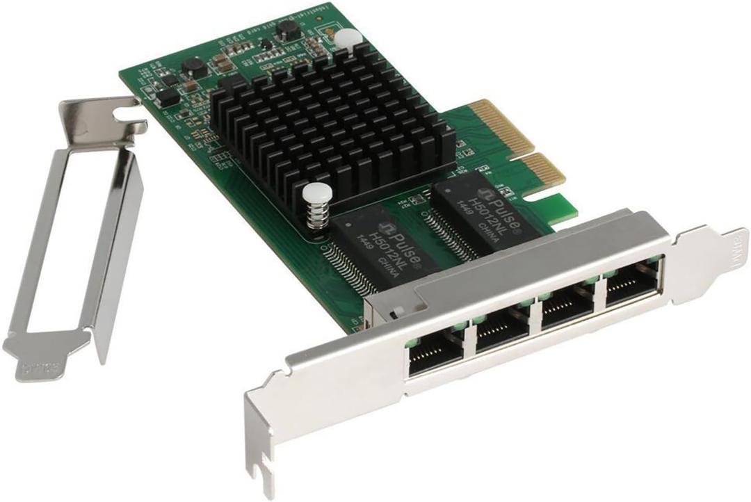 Quad-Port Gigabit NIC with Intel I350 Chip, 1Gb Network Card Compare to Intel I350-T4 NIC, 4-Port RJ45 Ports, PCI Express 2.1 X4, Ethernet Card with Low Profile for Windows/Windows Server/Linux