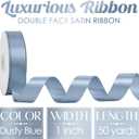 MEEDEE Dusty Blue Ribbon 1 Inch Dusty Blue Satin Ribbon Lux Double Faced Satin Ribbons by 50 Yards Polyester Blue Wrapping Ribbons for Crafts, Weddings, Flower Bouquet, Holiday Decorating