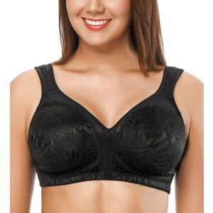ZeroBound Women's Minimizer Bras Comfort Cushion Strap Wirefree Full Coverage Large Bust Non-Padded Bra (38DDD, Black)