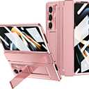 Case for Samsung Z Fold 5 5G 2023, One-Piece Upgraded Hinge Protection Case with Kickstand Anti-Scratch Protective Cover (Rose Gold)
