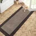 PURRUGS Dirt Trapping Door Mat 24" x 70", Non-Slip/Skid Machine Washable Entryway Rug, Shoes Scraper, Throw Rug, Super Absorbent Area Rug for Muddy Wet Shoes and Paws, Grayish Brown & Coffee