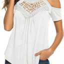 Bluetime Summer Tops for Women Short Sleeve T Shirts Cold Shoulder Casual Tops Tees