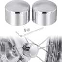 PBYMT Chrome Front Axle Nut Covers, CNC Aluminum Axle Nut Caps Compatible for Harley Davidson Softail Touring Road King Street Glide Electra Glide Iron 883 Fat Boy 2002-2024