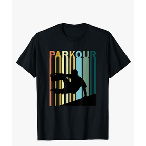Vintage Style Parkour Silhouette T-Shirt, M