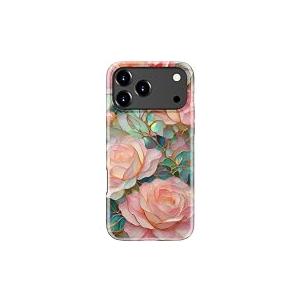Jusy Compatible with MagSafe Pink Flower Case for iPhone 17 Pro Max, Aesthetic Stained Glass Floral Magnetic Phone Case, Soft TPU and Hard PC Protective Cover for Women Girls (Shiny) - Pink Flower