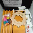 Queensell Mexican Train Dominoes Set with Numbers and 4 Holders - Wooden Hub and Domino Holders - Double 12 with Numbers (D12 Numbers + 4 Holders)