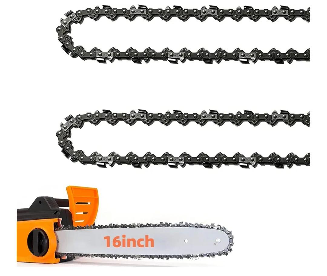 2 Pack 16 Inch Chainsaw Chain 56 Drive Links .050" Gauge, 3/8" Pitch, 16" Replacement Chain Low-Kickback Chainsaw Chains Compatible with Craftsman, Echo, Homelite, Poulan and More