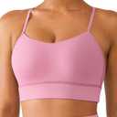 BRXL Y Back Sports Bras for Women Padded Racerback Low Impact Soft Thin Strap Workout Yoga Gym Casual (Pink, L)