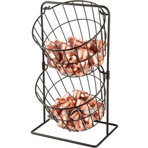 2 Tier Coffee Pod Holder - K Cup Holder Organizer, Hanging Basket Stand for Kitchen Countertop, Coffee Bar Accessories, Metal Black