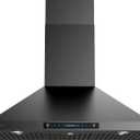 IKTCH 36 inch Black Wall Mount Range Hood, 900 CFM Ducted/Ductless Stainless Steel Vent Hood with Gesture Sensing & Touch Control Switch Panel, 2 Pcs Adjustable Lights