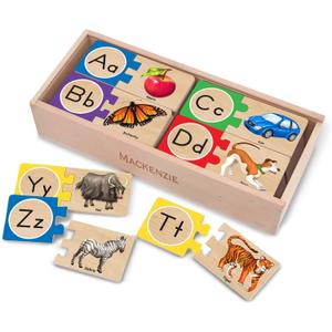 Melissa & Doug Self-Correcting Alphabet Puzzle (52 pcs) with Toy Storage Box, Wooden ABC Puzzles for Toddlers & Preschoolers, Montessori Learning Toys for Girls & Boys 4+