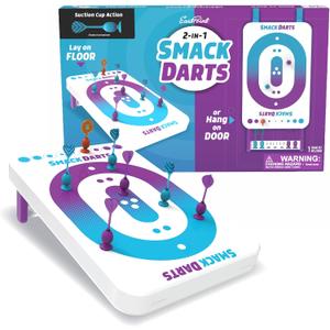 EastPoint Smack Darts 2-in-1 Suction Cup Dartboard Game - 12x24 in, Multicolor - Easy Door & Floor Setup for Man Cave & Game Room - Includes 6 Sticky Tips & Spinner for Adults