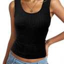 Womens Tank Tops Crewneck Sleeveless Summer Sweaters Vest Casual Basic Tees Ribbed Shirts (Black, S)
