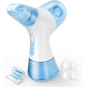 Nasal Irrigation System, Nasal Rinse and Wash with 30 Salt Packets, 2 Modes, Rechargeable - Multi-User, 2 Sets of Nose Pillows, Dual Water Tank for Quick Relief of Nasal Discomfort
