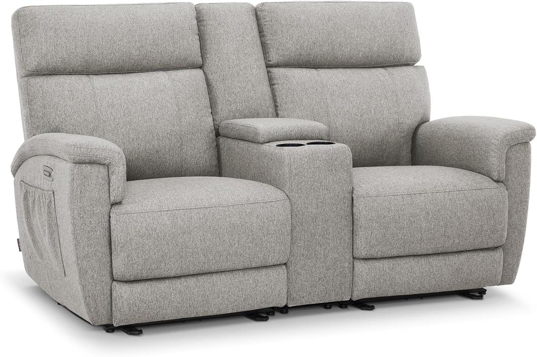 MCombo 70.8" Zero Gravity Power Loveseat Recliner Sofa with Massage and Dual Heating, Adjustable Headrest, USB & Type C Port for Living Room, Fabric PR606M2 (Mist Grey)