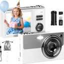 Digital Camera, 64MP 4K Camera for Kids with 2.8" IPS Screen, 64GB SD Card and 16X Digital Zoom Anti Shake, Point and Shoot Compact Camera, Compact Portable Small Gift for Boys Girls Students (White)