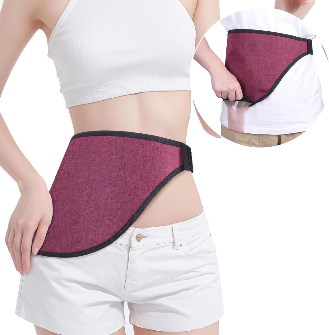 Ostomy Support Belt, Ostomy Supplies, Invisible Belt for Ostomy Bag, Inner Pocket to Hold Ostomy Pouch for Men & Women, Colostomy Ostomy Bag Covers for Daily Life,Ostomy Wrap for Sport Swimming-M Red