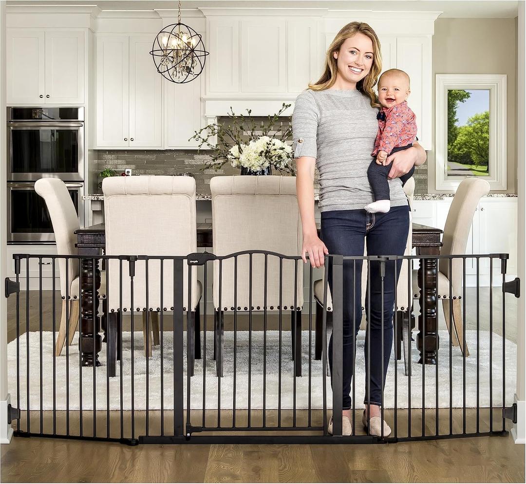 Regalo Deluxe Home Accents Widespan Safety Gate, 74.5" W x 28" H, Includes 4 Wall Mounts , Black