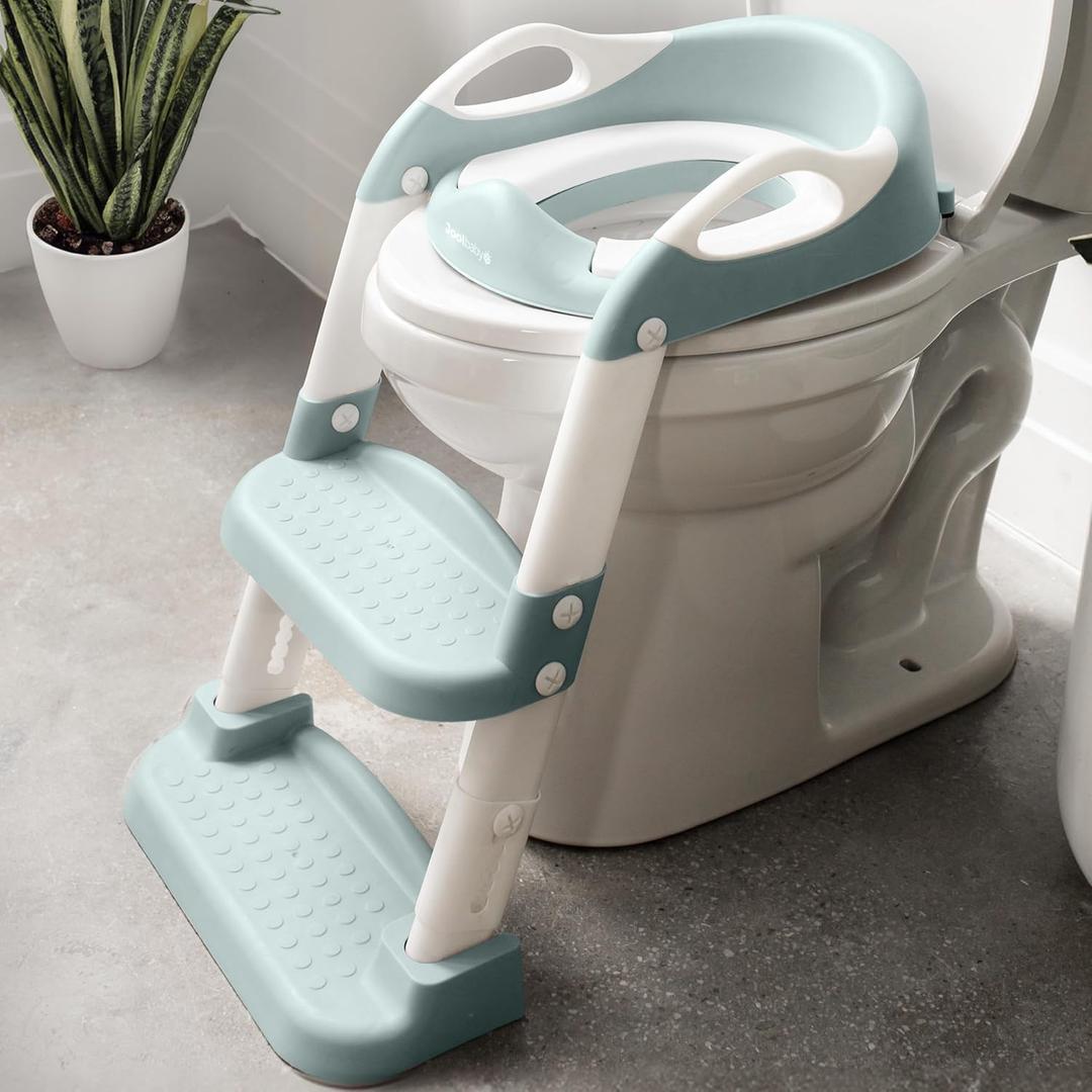 Jool Baby Potty Training Seat with 2 Step Ladder for Toddlers - Splash Guard, Adjustable Height (Aqua)