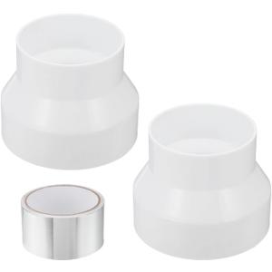 PATIKIL 2 Pcs Duct Reducter, 5" to 3" PVC Air Ducting Adapter Ducting Reducer Increaser Cone for Bathroom Kitchen Inline Ventilation Systems, White