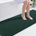 OLANLY Bathroom Rugs 70x24, Extra Soft Absorbent Chenille Bath Rugs, Rubber Backing Quick Dry, Machine Washable Bath Mats for Bathroom Floor, Tub and Shower, Home Decor Accessories, Blackish Green