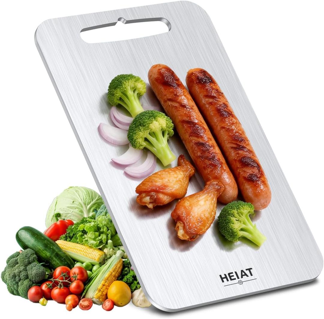 Titanium Cutting Board Set of 3, 100% Pure Titanium Cutting Boards for Kitchen, Non-Toxic, Double-Sided Chopping Boards for Raw & Cooked Food, Handles Included, Dishwasher Safe(10” x 6”)