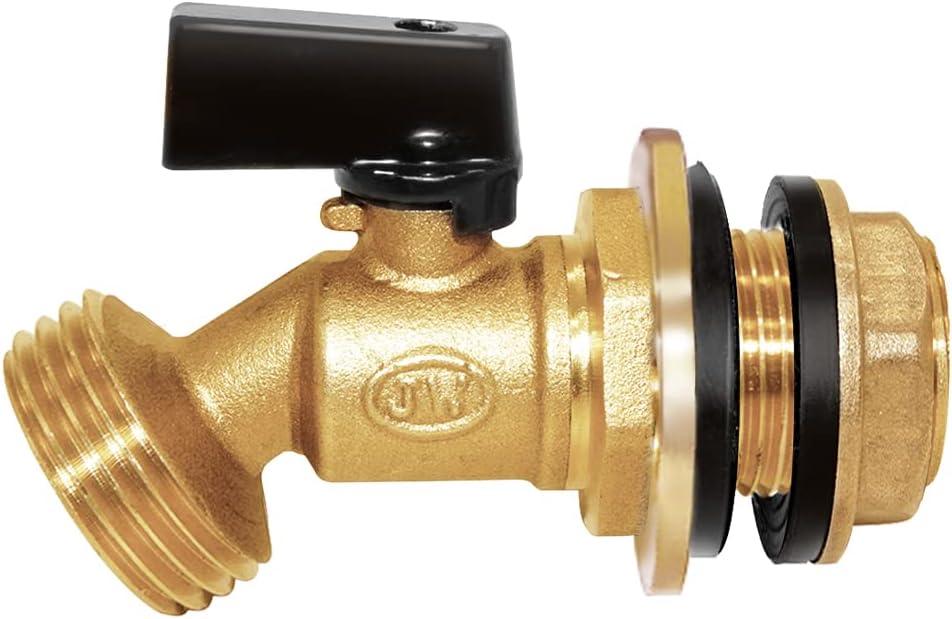 Joywayus Brass Water Container/Rain Barrel Spigot 3/4" GHT to 1/2" Male Threaded Quarter Turn Ball Valve with Bulkhead Fitting, Suitable for Garden Hose Thread Connection