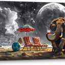 SERIMINO Large Canvas Wall Art, Fantasy Beach Elephant Pictures Wall Decor Living Room, Galaxy Space Abstract Canvas Prints Paintings, Animal Landscape Office Bathroom Decor Paintings 29"X57"