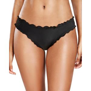 Tempt Me Women Twist Bikini Bottom Moderate High Cut Bathing Suit Bottoms Ruched Swimsuit Bottom (X-Small, Black 1)