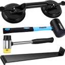 4-Piece Floor Gap Fixer Tool Set with Aluminium Suction Cup & Rubber Mallet Hammer, Fixer Tool for Laminate Floor Gap RepairDo not use on scraped or uneven floors