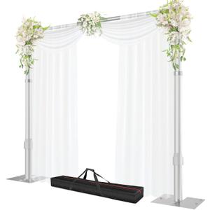Pipe and Drape Backdrop Stand, 8.9x10ft Heavy Duty Adjustable Background Frame with Metal Base, Back Drop Holder for Parties Photography Wedding Photoshoot Decoration (Silver)