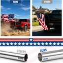 ZMTECH 5FT One Piece Heavy Duty Stainless Steel Flag Pole for Outside House,Flag Pole for Truck,Jeep,Porch,RV,Boat,Wall & Vehicle Use Silver 2 Pack(Without Bracket)