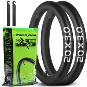 2 Pack 20x3 Fat Tire Bike Inner Tubes, 20" Fat Bike Tubes 20 X 3.0/3.50 AV Schrader Valve with 2 Tire Levers, Inner Tube Compatible with 20X3.0 20 X 3.30 20 X 3.5 for Road/Mountain/E Bike by Hydencamm