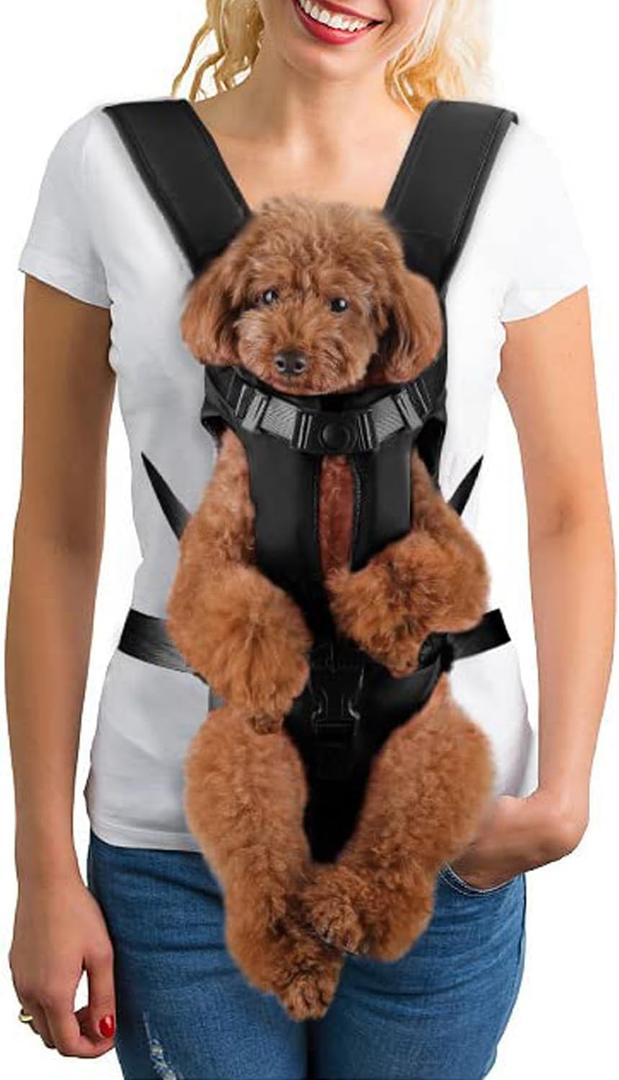 Lukovee Dog Backpack Carrier, Legs Out Easy-fit Dog Front Carrier for Small Medium Dogs(B,M)