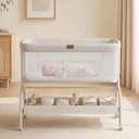 Baby Bassinet Bedside Sleeper, 3-in-1 Newborn Crib with Soft & Breathable Mattress, 6 Adjustable Heights & Anti-Reflux Incline, Breathable Mesh ASTM & CPSC Certified
