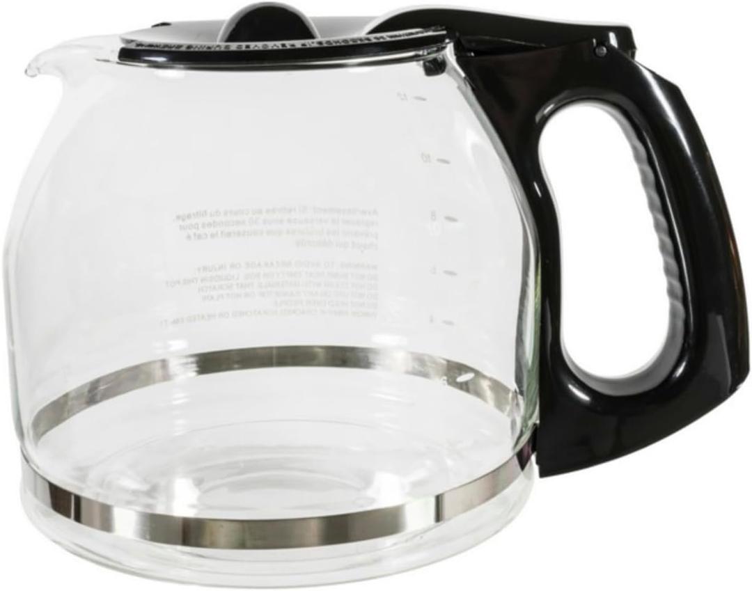 12-Cup Replacement Coffee Carafe Compatible with Mr. Coffee Coffee maker Pot, Replace Part# PLD12 PLD12-RB Series, Black Handle