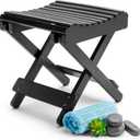 Sorbus Foldable Shower Stool  Bamboo Foot Rest & Shaving Stool for Inside Shower  Portable Step Stool, Folding Shower Bench, Wooden Sauna Chair, Bathtub Foot Rest  11" x 10.75" x 12" (Black)