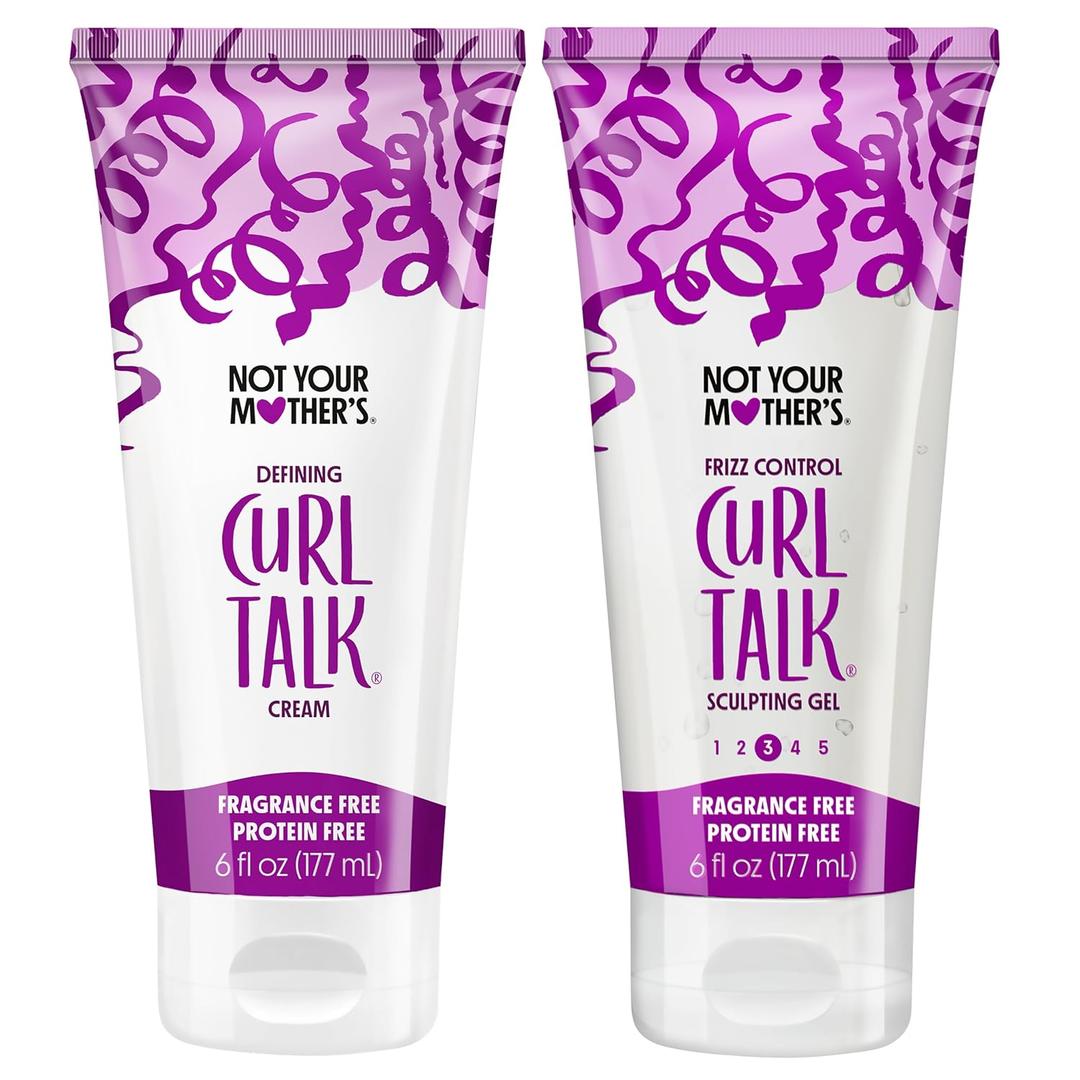 Not Your Mother's Fragrance-Free Curl Talk Sculpting Gel & Defining Cream (2-Pack) - 6 fl oz - Protein-Free Hair Products for Sensitive Curls