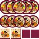 Turkey Thanksgiving Party Supplies Kit, Autumn Disposable Dinnerware Includes, Paper Dinner Plates, Dessert Plates, Luncheon Napkins and Beverage Napkins, for Fall party Decorations, Serve 50