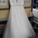 Abaowedding Women's Wedding Dress for Bride Lace Applique Evening Dress V Neck Straps Ball Gowns, 18 Plus