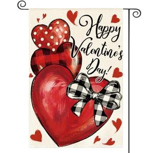 AVOIN colorlife Happy Valentines Day Garden Flag 12x18 Inch Double Sided Outside, Love Hearts Rustic Anniversary Yard Outdoor Flag