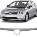 CarPartsDepot Chrome Grille with Emblem Provision Compatible with 2006 2007 2008 HONDA Civic 4 Door Sedan Hybrid HO1200172 71122SNAA00