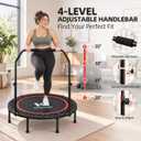 K KENSONE 40" Mini Flodable Spring Rebounder Trampoline for Adults, Small Exercise Trampoline for Indoor Workout and Fitness, Purple Resistance Band Included, Max Load 330 LBS