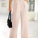 BTFBM Women High Waist Palazzo Pants Summer 2026 Casual Wide Leg Trousers Loose Work Office Business Suit Pant Pockets (Beige, M)