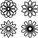 LIYOUYA 4 Pieces Geometric Blooming Floral Metal Wall Decor - Rustic Farmhouse Decor Black Simple Wildflower Wall Art Home Decor for Living Room, Bathroom, Bedroom, Dining Room (Black)